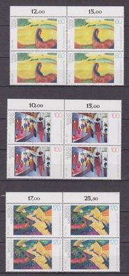 BRD 1992 postfrisch 4er Block mit Oberrand MiNr.1617-1619 Deutsche Malerei des 20