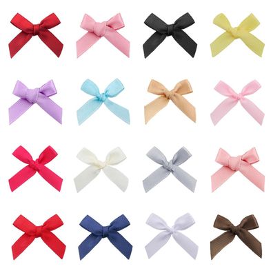 50 bunte Satin-Bandbögen 3,5x4 cm – Handgemacht für DIY & Dekoration Satin Black / 3