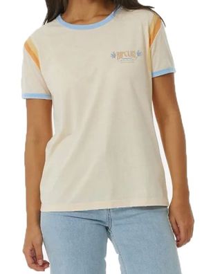 RIP CURL Women T-Shirt Ringer Surf Revival Tee off white - Größe: XL