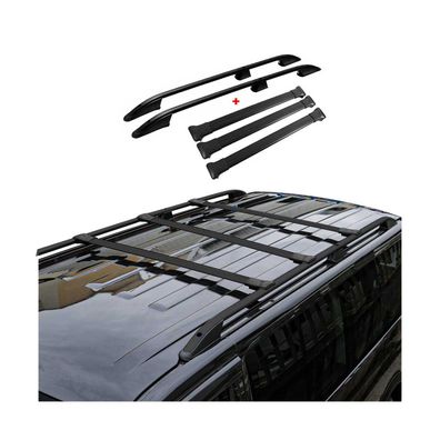 Dachreling + Dachträger SET für VW Transporter T5 T6 L2 Langer Alu Schwarz 5x