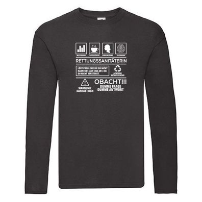 Achtung Probleme: Rettungssanitäterin | Beruf | Sanitäter Long Sleeve Schwarz