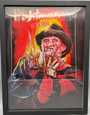 3D-Bild/Effekt-Flip-Halloween-Freddy Krüger, ichael Myers-30x40cm-mit Rahmen