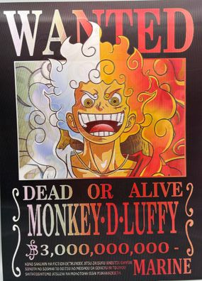 3D-Bild/Effekt-Flip-One Piece-Monkey D Luffy-Tolle Farben-30x40cm-ohne Rahmen