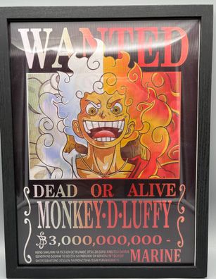 3D-Bild/Effekt-Flip-One Piece-Monkey D Luffy-Tolle Farben-30x40cm-mit Rahmen