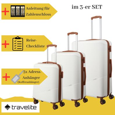 Travelite Trolleyset klein mittel groß Bali weiß braun Hartschale