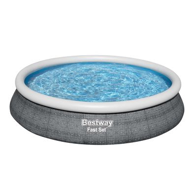 Fast Set™ Aufstellpool-Set mit Filterpumpe Ø 457 x 84 cm, Rattan-Optik (Schiefergr