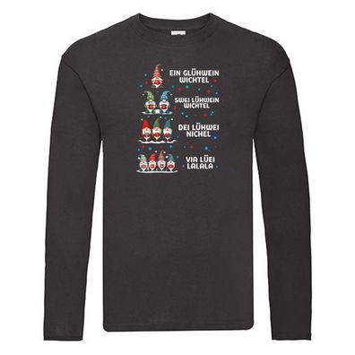 Ein Glühwein wichtel | Swei Glühwein | Weihnachten Long Sleeve Schwarz