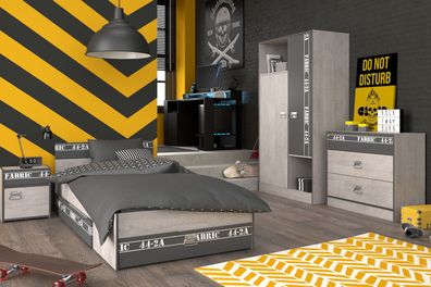 Parisot Fabric 20 Kinderzimmer 5-tlg Grau mit Bett