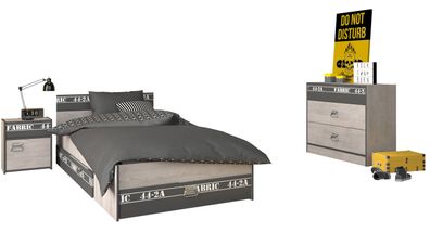 Parisot Fabric 14 Jugendzimmer 4-tlg Grau mit Bett