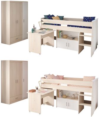 Parisot Charly Jugendzimmer Set 3-tlg mit Bett & Schrank