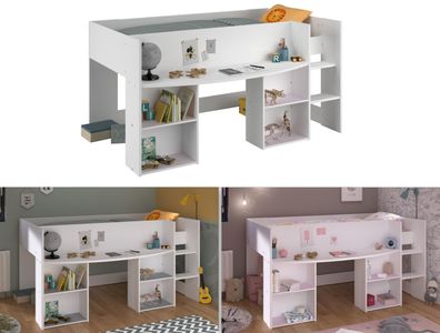 Parisot Pirouette 1 Hochbett Weiß/Grau oder Rosa 90x200