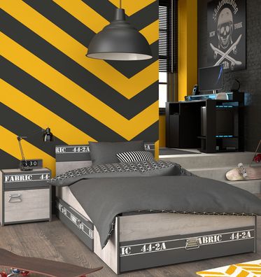 Parisot Fabric 22 – Jugendzimmer 3-tlg. Set: Bett, Gamingtisch, Nachttisch Grau