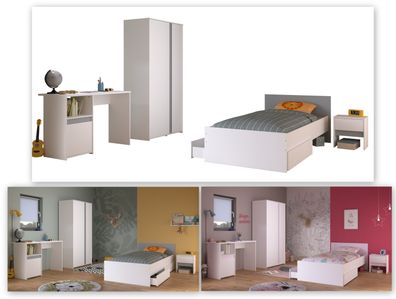 Parisot Pirouette23 Kinder-/Jugendzimmer-Set – 3-teilig, in Weiß und Grau oder Rosa