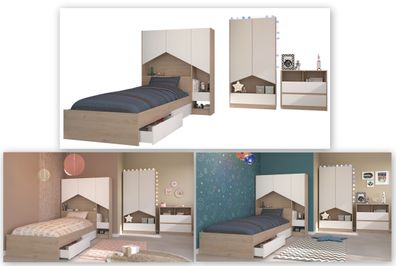 Shelter 2 Schubkastenbett 90x200 – Eiche/Weiß