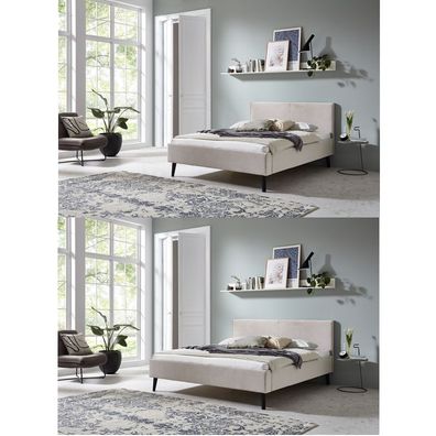 Leira Polsterbett Beige 140x200/180x200 Eichenholz