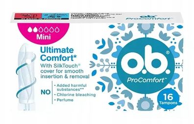 OB ProComfort Mini Tampons, 16 Stück - Hygienische Intimpflege für leichte Menst