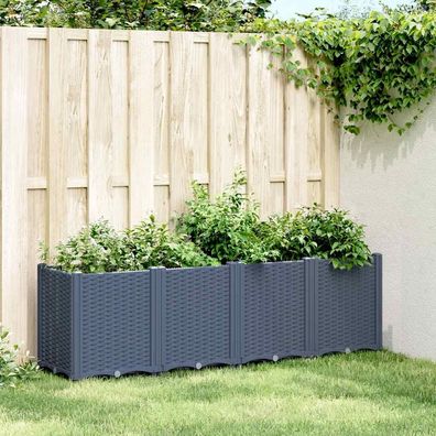 Mega-Shop XL | Modularer Pflanzkübel aus Polypropylen – 4er-Set in Rattan-Optik
