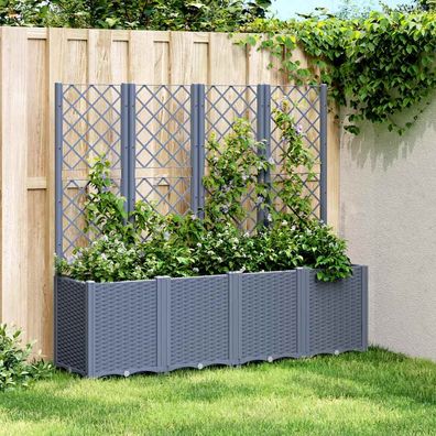 Pflanzkübel mit Rankgitter | Blumenkübel | Rankhilfe | Tomatenkübel | PE-Rattan