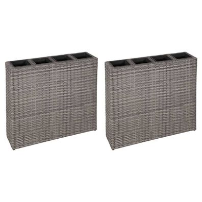 2-teiliges Garten-Hochbeet-Set aus Poly Rattan – 8 herausnehmbare Pflanztöpfe