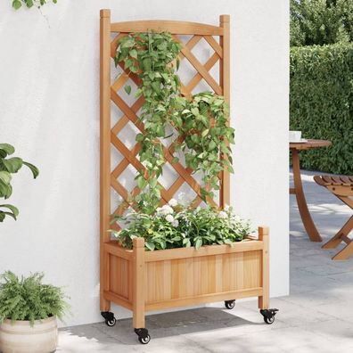 Pflanzkübel mit Rankgitter | Blumenkübel | Rollbar | Rankhilfe | Tannenholz