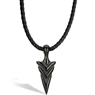 Serasar lederkette für herren „arrow“ mit edelstahlanhänger und magnetverschluss