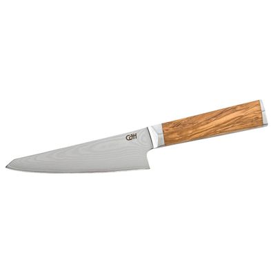 CJH Kiritsuke-Messer klein, 67-Lagen Damast, Olivenholz