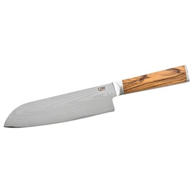 CJH Santoku-Messer, 67-Lagen Damast, Olivenholz