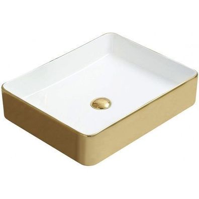 Mexen Estela Aufsatzwaschbecken 50 x 40 cm, Weiß/Gold - 22105053
