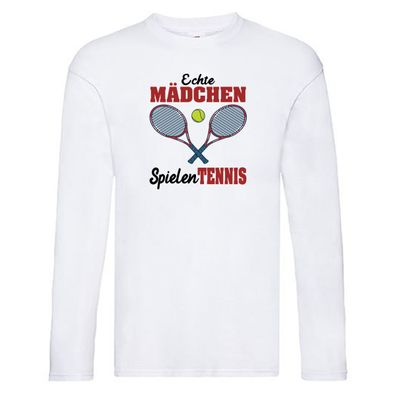 Echte Mädchen Spielen Tennis | Tennis Spielen | Sport Long Sleeve Weiß