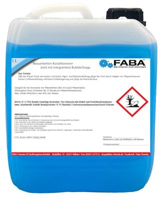FABA Wasserbett Konditionierer mit Bubble Stopp, Wasserbett Conditioner 5 L