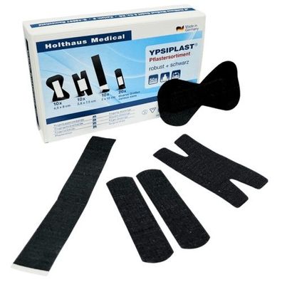 YPSIPLAST® Pflastersortiment robust und schwarz (50 Stück)