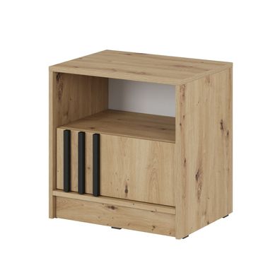 BETTSO Nachttisch NELLY Eiche handwerklich dekorative Latten push-to-open Schublade