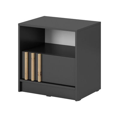 BETTSO Nachttisch NELLY graphit lamelle push-to-open schublade mit ablage 51 cm
