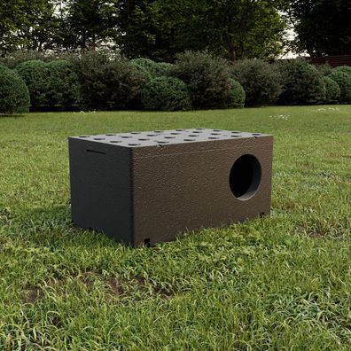 QLS Wetterfestes Katzenhaus Styropor 60x40 cm isoliert Schutzhäuschen Schwarz 11113