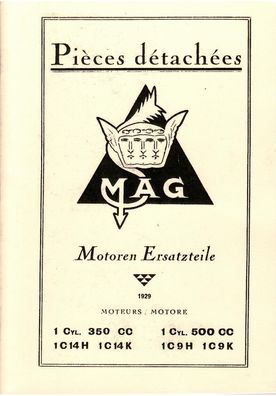 Ersatzteilliste MAG Motoren von 1929 1 Cyl. 350 ccm - 1C14H / 1C14K 1 Cyl. 500 ccm