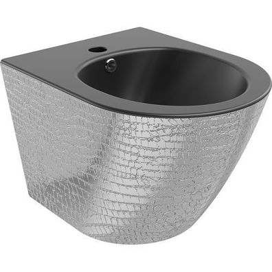 Mexen Lena wandmontiertes Bidet, Schwarz matt/Silber Schuppenmuster - 35224872