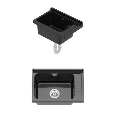 Ausgussbecken Schwarz Spülbecken Becken Kammer Garten Waschraum 58x38x27cm 10871