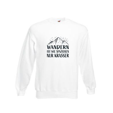 Wandern wie spaieren, nur krasser | Berge | Sterne Sweatshirt Weiß