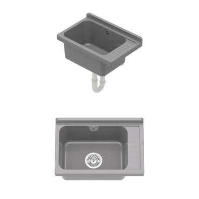 Ausgussbecken Grau Spülbecken Becken Kammer Garten Waschraum 58x38x27cm 10872