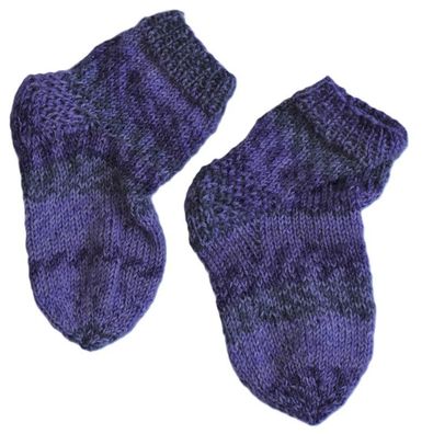 handgestrickte Kinder-Socken - Größe 20/21 - lila