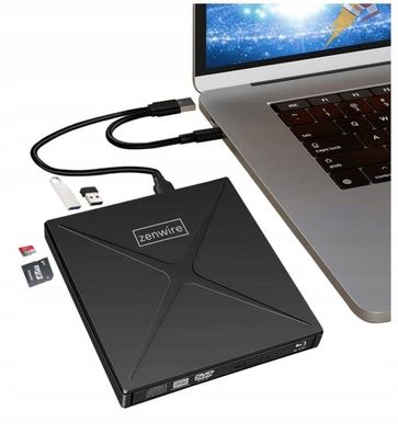 Tragbarer externer DVD-CD RW HUB USB-C USB 3.0 Zenwire 4-in-1 SD Card Reader SY885
