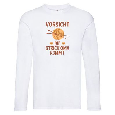Vorsicht, Strickoma kommt | Wolle | Stricknadeln Long Sleeve Weiß