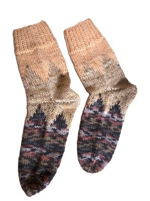 1 Paar handgestrickte Kinder-Socken "Zacken" - Größe 34/35