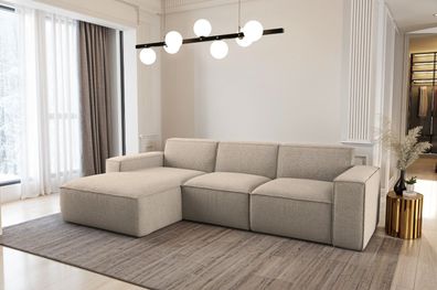 Ecksofa L-Form Siena Stoff Artico Beige Links