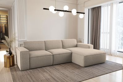 Ecksofa L-Form Siena Stoff Artico Beige Rechts