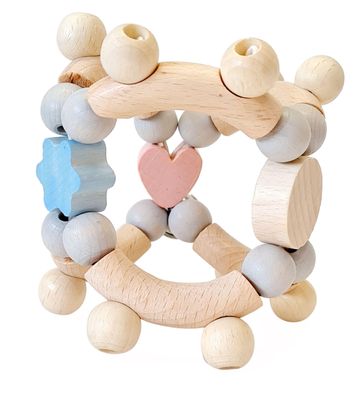 Babyspielzeug Rassel Herzchen rosa/blue BxHxT 8x8x8cm NEU Greifling Kinderrassel
