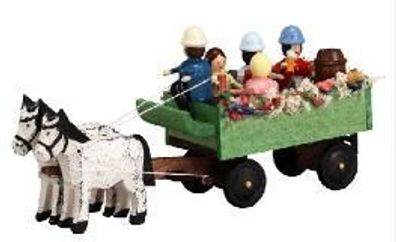 Pferdegespann Kremserwagen Miniaturgespann Länge 9cm NEU Gespann Mini Miniatur
