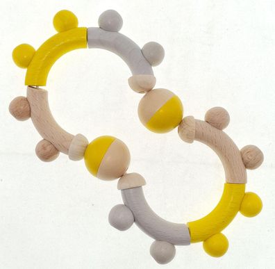 Babyspielzeug Rassel "8" gelb BxHxT 8x16,5x2cm NEU Babyrassel Kinderrassel