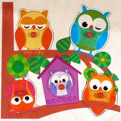 Holzspielzeug Griffpuzzle Eule BxLxH 245x10x245mm NEU Puzzle Spielbrett
