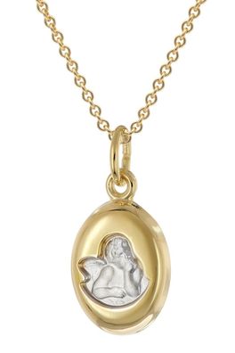 trendor Schmuck Mädchen Engel-Anhänger Gold 333/8K Mit Vergoldeter Silberkette 28586